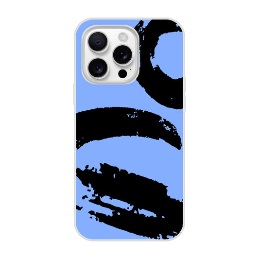 Abstract iPhone Case—Blue & Black Brushstrokes Design
