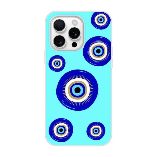 Greek Mati Good Luck iPhone Case—Teal Evil Eye Design