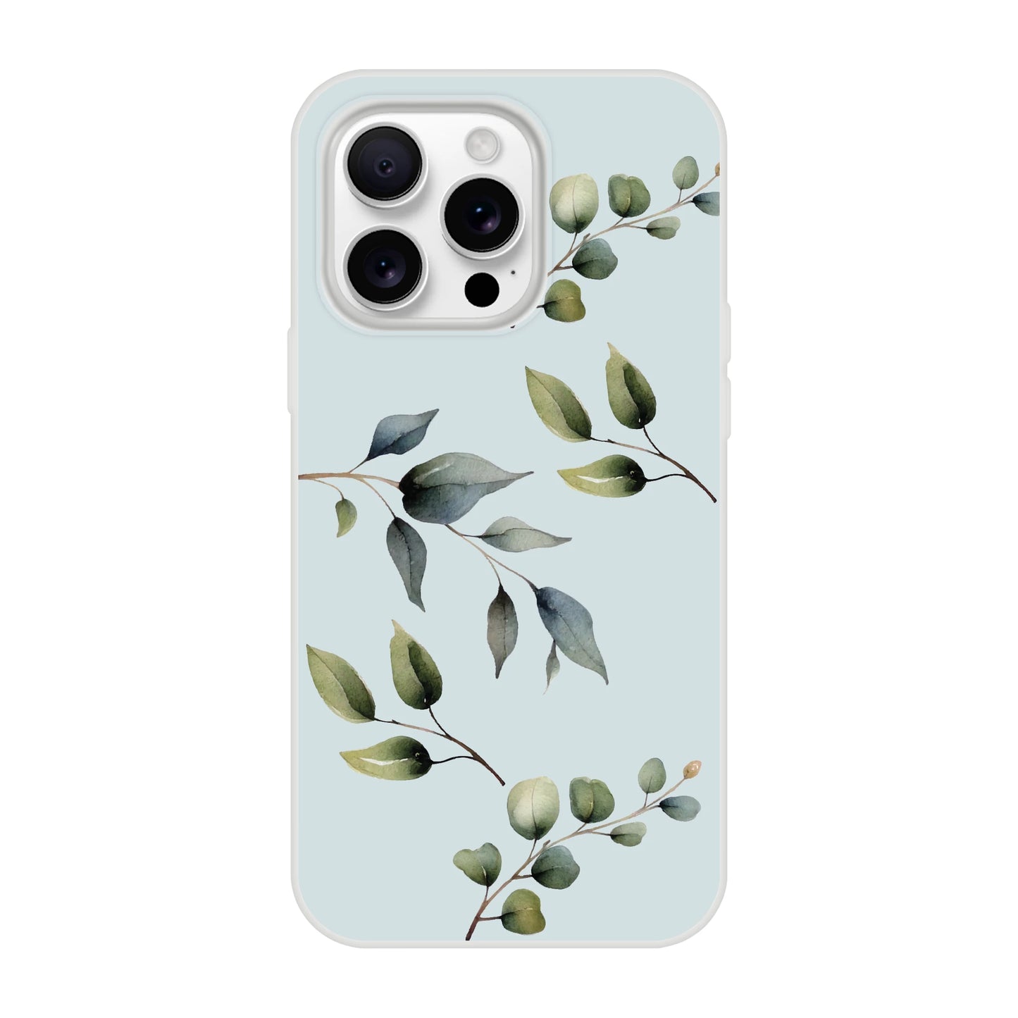Green Branches iPhone Case Steel Blue Nature Design
