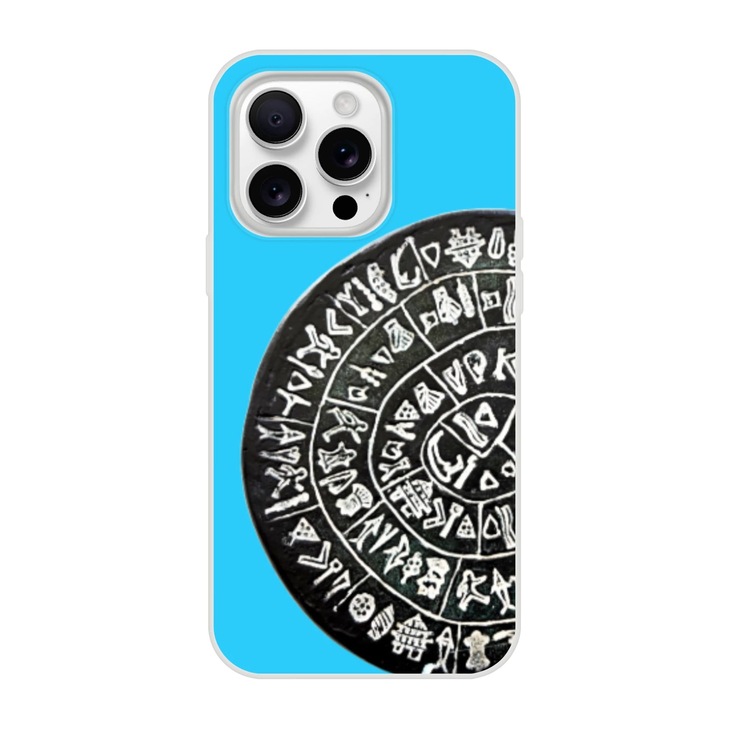 Greek Phaistos Disk iPhone Case Teal Background